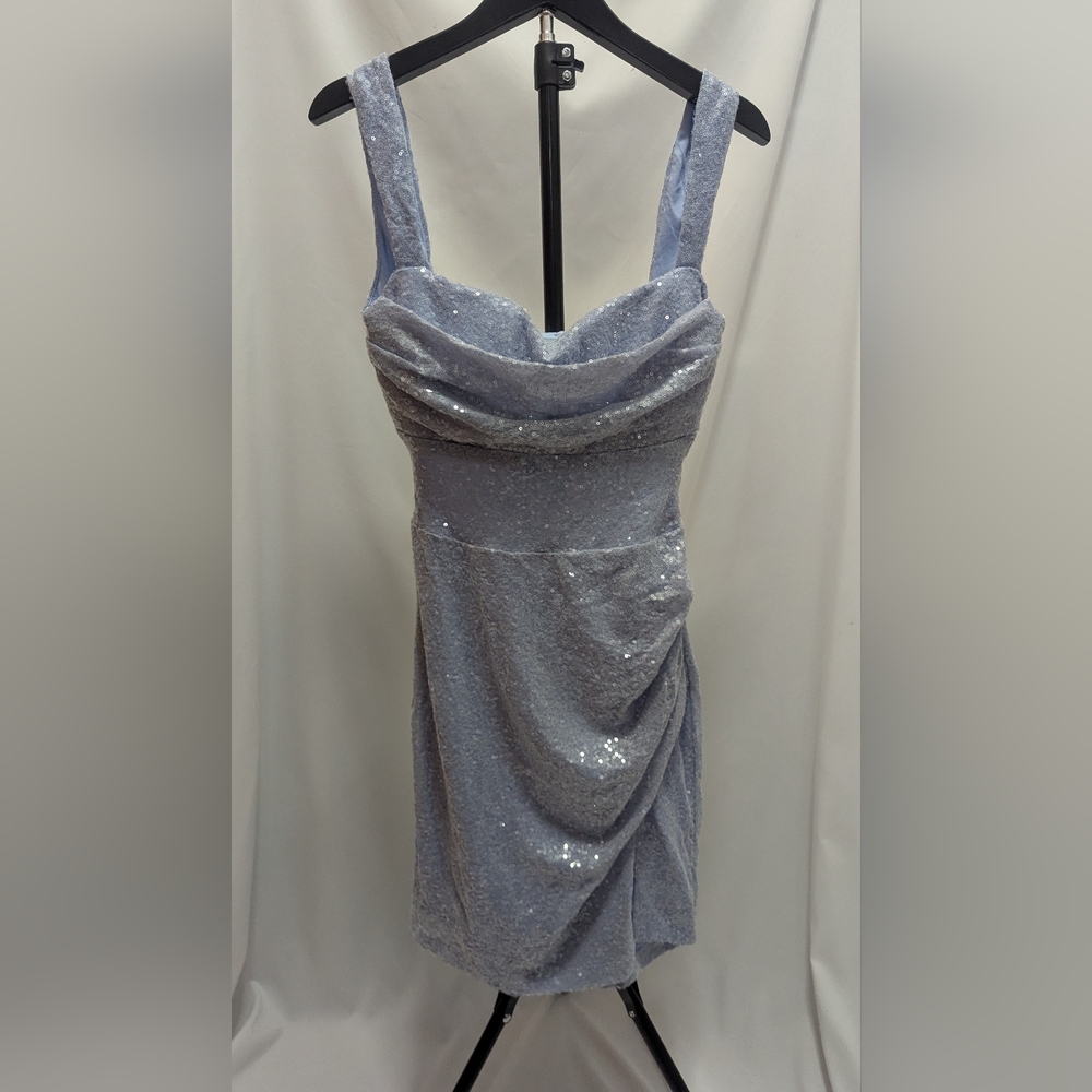 Elegant Periwinkle Sequin Evening Dress